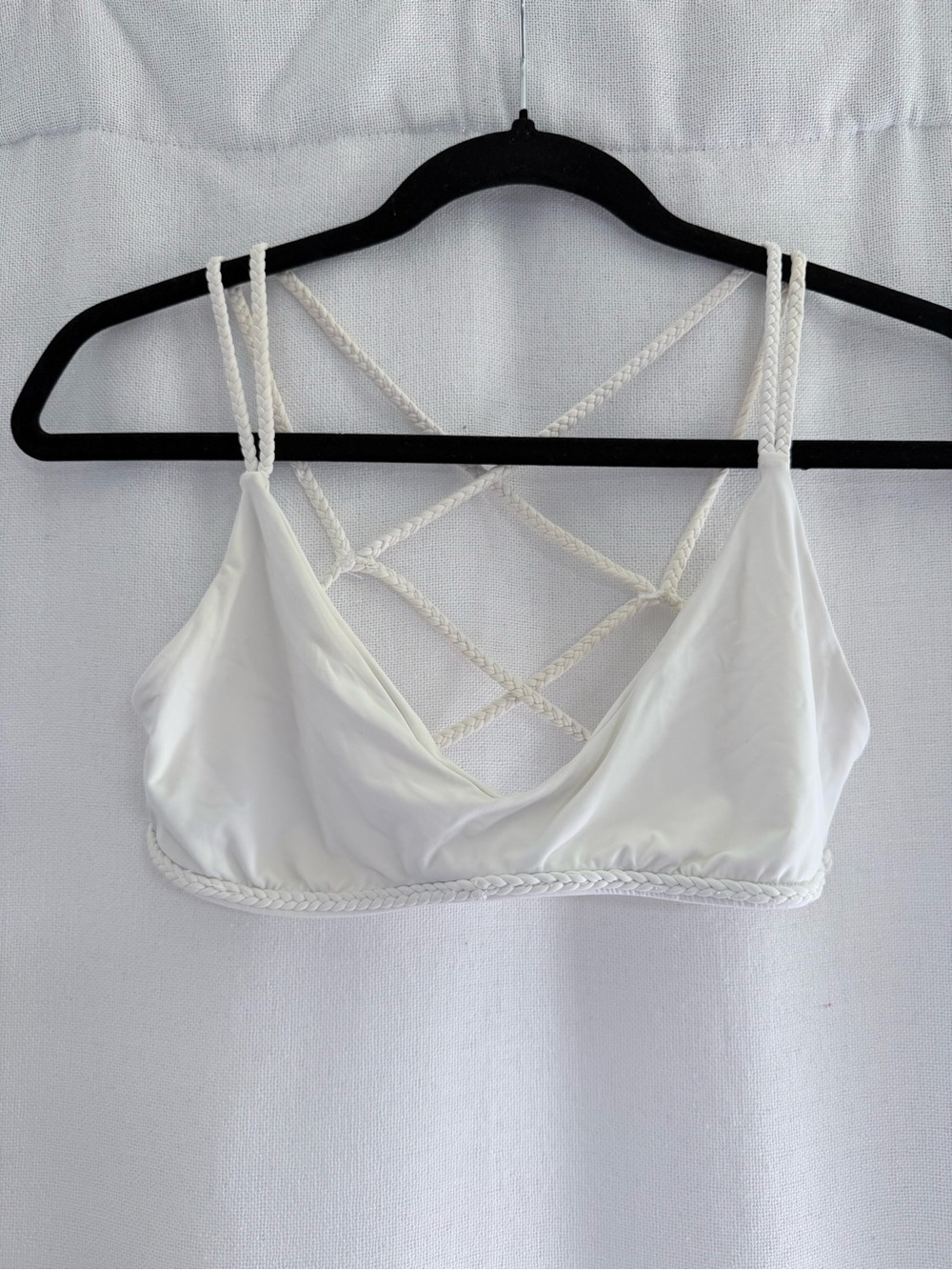 Frankie’s Bikinis Braid Detail Strappy Bikini Top White Women’s size M
